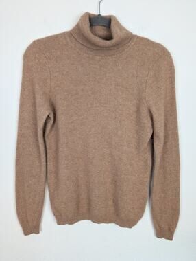 Charter Club Cashmere Sweater Luxury Turtleneck Knit Camel Tan Neutral Size M